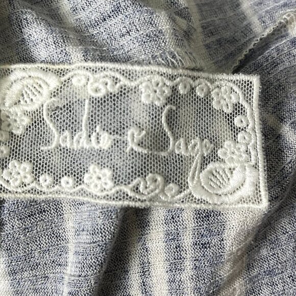 Sadie & Sage Striped Duster Cardigan Women's Medium Gray Open Front Knit Cover - Picture 9 of 10